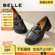 百麗（Belle）樂福鞋女商場款舒適軟底JK小皮鞋單鞋A5V1DAA4 黑色 38