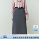 范思藍(lán)恩灰色裙子半身裙女春秋氣質(zhì)開(kāi)叉a字裙高腰顯瘦西裝裙11368 灰色 M