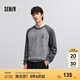 森馬（Semir）毛衣男2025春季絨感繡花針織衫內(nèi)搭寬松撞色插肩袖套頭毛衫潮 灰色調(diào)00322 L