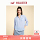 HOLLISTER25春夏新款經典小海鷗美式棉質條紋襯衫女裝KI340-5028 藍色 S (165/88A)