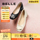 百麗（Belle）方扣高跟鞋女商場同款干練淺口單鞋Z8B1DCQ3 黑色 37 (235mm)