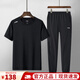 李寧運(yùn)動(dòng)套裝男士夏季速干輕薄款寬松短袖t恤休閑正品透氣長(zhǎng)褲冰絲服 黑色短袖+速干長(zhǎng)褲 【束腳透氣】 XL /180(建議150斤-160斤)