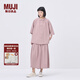 無(wú)印良品（MUJI）IDEE 女式 平紋 短袖襯衫 女士襯衣25年夏季女裝上衣GA41CC5S 煙熏粉色 M （155/80A）