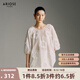 艾諾絲雅詩(shī)【商場(chǎng)同款】夏季新品時(shí)尚立體圓圈花朵雪紡衫上衣女30535045 白色 M