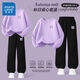 真維斯（Jeanswest）女童套裝春秋2026兒童新款衛衣彎刀褲兩件套運動(dòng)服女大童春裝衣服 【春秋兩件套】淺紫/J紫紗蝴蝶結K-黑/J紫紗蝴蝶 170
