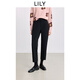 LILY2025冬新款經(jīng)典磨毛加絨彈力黑色休閑褲通勤百搭直筒褲西褲女 510黑 L