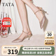 他她（TATA）尖頭細(xì)跟高跟鞋晚宴性感高跟涼鞋女包頭7DDV7BH4 金色 38