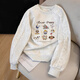 LDBE灰色重工卡通刺繡小狗衛衣女2025新款春秋薄款無(wú)帽圓領(lǐng)套頭上衣 灰色 M 80-120斤