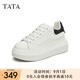他她（TATA）小白鞋2025夏季新款奶油泡泡厚底女鞋增高松糕鞋板鞋 白/黑（刺繡版） 36
