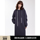 ELLE法式設計感連帽抽繩連衣裙女2025春季新款優(yōu)雅別致通勤衛衣裙 藏青 M