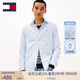 TOMMY JEANS【牛津紡】25春夏男女肌理條紋亞洲版長(cháng)袖/純棉中性簡(jiǎn)約襯衫