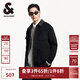 杰克·瓊斯（JACK&JONES）男裝衣服春秋工裝風(fēng)羊毛外套PU領(lǐng)多口袋商務(wù)休閑短款毛呢大衣男 E40 黑色 M 175