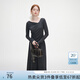 范思藍(lán)恩秋季設(shè)計(jì)感針織T恤半身裙時(shí)尚套裝女秋裝新款慵懶高腰半身裙女 深灰色（上衣） M