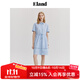 ELAND衣戀襯衫短袖連衣裙女收腰顯瘦休閑A字短裙夏季新款 淺藍色(51)L/Blue M 165
