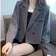 俞兆林外套女春秋款百搭2025新款小西服短款女小個(gè)子外套上衣休閑洋氣 灰色 M 【100-108斤】