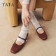 他她（TATA）平底瑪麗珍女羊皮晚晚鞋不累腳Y8GA6AQ5 酒紅 37