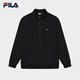 FILA 斐樂(lè)官方男士針織長(zhǎng)袖外套2025夏新款休閑基礎(chǔ)立領(lǐng)運(yùn)動(dòng)上衣 正黑色-BK 2XL 185/104A/XXL