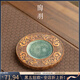陶羽青銅窯變建盞浮雕羽禾壺承干泡臺(tái)茶承禪意家用陶瓷茶臺(tái)茶托盤(pán)壺托 青銅·窯變天目建盞浮雕羽禾壺承