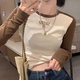 妙奕嘉打底衫女裝洋氣款2025秋冬新款內搭可外穿上衣長(cháng)袖t恤修身圓領(lǐng) 螺紋圓領(lǐng)插肩短上衣【咖杏色】 L 【建議85-110斤】