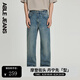 ABLE JEANS【寬松直筒褲】男裝水洗寬松版型舒適休閑通勤經(jīng)典牛仔褲男褲子 水洗黃泥藍(lán) 32 /32