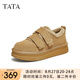 他她（TATA）加絨厚底毛毛鞋外穿女鞋冬季保暖單鞋子新款CGH01DM4 黃棕（仿毛里） 37
