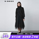 S.DEER圣迪奧女裝秋冬高領(lǐng)斜襟網(wǎng)紗拼接針織氣質(zhì)連衣裙S221Z1234 黑色/91 L 170