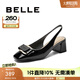 百麗（Belle）氣質(zhì)包頭涼鞋女簡(jiǎn)約方跟通勤涼鞋B3L1DBH4 黑色 38 (240mm)