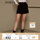 PORTS寶姿 新品女裝甜美百搭波浪邊休閑短褲SN9P026CWF002 黑色 M (6)