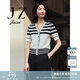 玖姿（JUZUI）商場(chǎng)同款老錢風(fēng)條紋針織T毛衫女裝夏款JZEX30803 條米白 L