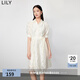 LILY秋新款女裝氣質(zhì)純色仙女范兒優(yōu)雅通勤連衣裙中長(cháng)款小個(gè)子 601白色 M