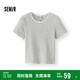 森馬（Semir）[商場(chǎng)同款]短袖T恤女短款蕾絲花邊2025夏緊身條紋衫102325100007