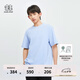 KOLON SPORT/可隆T恤 男女同款露營寬松CAMP輕戶外運動LOGO繡花短袖 LURT4MT740-LB 淺藍色 L