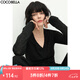 COCOBELLA前后兩穿領(lǐng)型滿(mǎn)天星亮片針織衫女秋時(shí)尚V領(lǐng)打底衫TS642 黑色 M