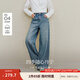 茵曼【商場(chǎng)同款】100%棉休閑直筒牛仔褲2025秋季女裝新款寬松長(cháng)褲 牛仔藍 28