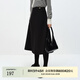 迪賽尼斯（DESIGNICE）冬季新款高腰綿羊毛黑色通勤A型長裙女毛呢半身裙 黑色 S