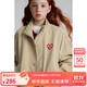 ELLE KIDS愛(ài)心繡花立領(lǐng)夾克外套男女童春季四合扣復古保暖防風(fēng)長(cháng)袖上衣