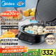 美的（Midea）電餅鐺家用 下可拆洗雙面加熱加深大火力40mm加深34cm烙餅煎餅鍋三明治早餐機煎烤機電餅檔JKE3483