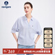 Navigare意大利小帆船女全棉薄款中袖襯衫寬松條紋襯衣2323545508 藍(lán) L 