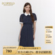 SCOFIELD優(yōu)雅氣質(zhì)復(fù)古波點(diǎn)印花百褶中長(zhǎng)連衣裙女裝夏季新款 藏青色（爆款加單） L 170