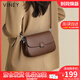 viney牛皮包包女包品牌斜挎包輕奢馬鞍包生日禮物送女友老婆 【咖啡色】高級感實(shí)用單肩包 時(shí)尚百搭休閑洋氣腋下包