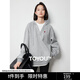 初語(yǔ)拼接假兩件連帽衛衣女秋季新款?lèi)?ài)心刺繡寬松減齡運動(dòng)上衣情侶 花灰色 M