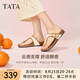 他她（TATA）復(fù)古休閑夾腳拖鞋女鞋氣質(zhì)厚底涼鞋2025夏季新款7GN02BT5 米白 38