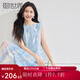 熙世界sllsky幻彩漸變繡花無(wú)袖背心連衣裙2025年新款夏日絕美小裙子 晴天藍 L
