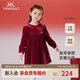 英氏（YEEHOO）女童裙子翻領(lǐng)氣質(zhì)女童連衣裙春秋季長(zhǎng)袖新中式裙子拜年服