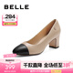 百麗（Belle）七夕禮物高跟鞋女粗跟商場(chǎng)同款氣質(zhì)通勤百搭高跟單鞋B2E1DAQ4預(yù)售 杏色 37 (235mm)
