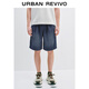 UR秋季新款男裝復古時(shí)髦松緊腰抽繩牛仔短褲UMB850003 藍色 30