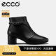 愛(ài)步（ECCO）【明星同款】靴子女 冬季保暖切爾西女靴粗跟皮靴 型塑290933 黑色29093301001 36