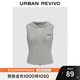 UR2025夏季新款女時(shí)尚休閑運動(dòng)風(fēng)字母刺繡連帽馬甲UYY150050 花灰 S