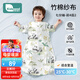 柯斯德尼（kidsneed）嬰兒睡袋兒童春夏前4后2竹棉紗布包腿寶寶一體睡衣防踢被 熊貓M碼