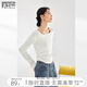 對白【5A抗菌】純色百搭長袖T恤女2025秋季新款修身顯瘦打底上衣 經(jīng)典白 M